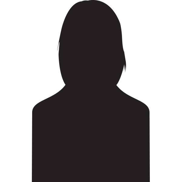 A black silhouette of a person with shoulder-length hair on a white background. The figure has no visible facial features or distinguishing characteristics.